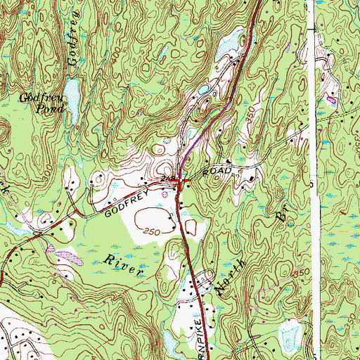 Topographic Map of Godfrey Corner, CT
