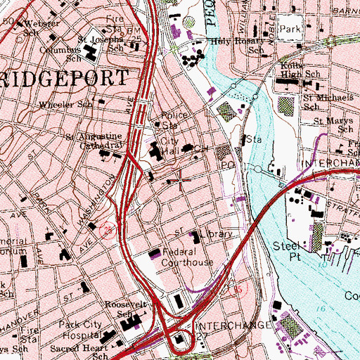 Topographic Map of Golden Hill Historic District, CT