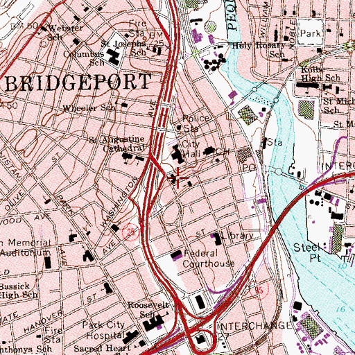 Topographic Map of Golden Hill United Methodist Church, CT