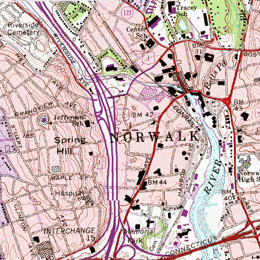Topographic Map of Grace Episcopal Church, CT