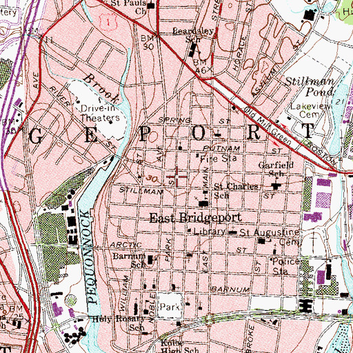 Topographic Map of Grand Central Shopping Center, CT