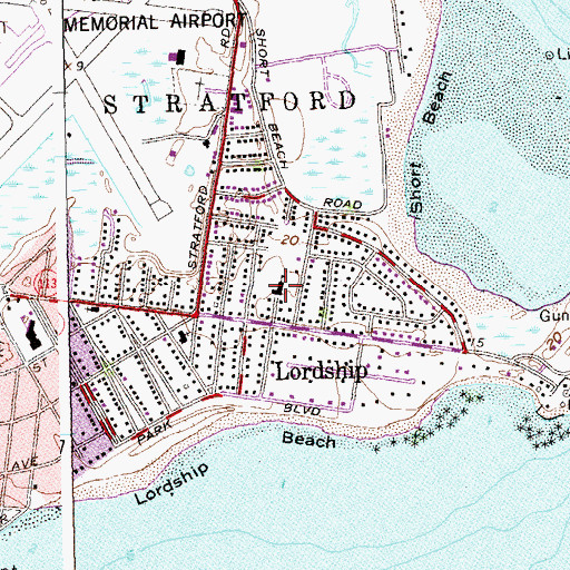 Topographic Map of Great Neck School, CT
