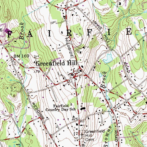 Topographic Map of Greenfield Hill Congregational Church, CT