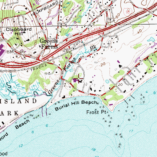 Topographic Map of Greens Farms Academy, CT