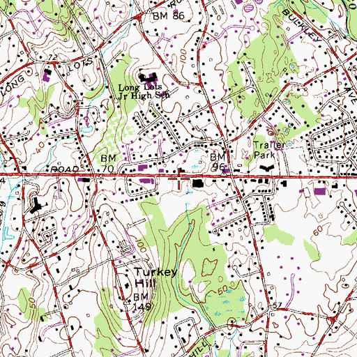 Topographic Map of Greens Farms Plaza Shopping Center, CT