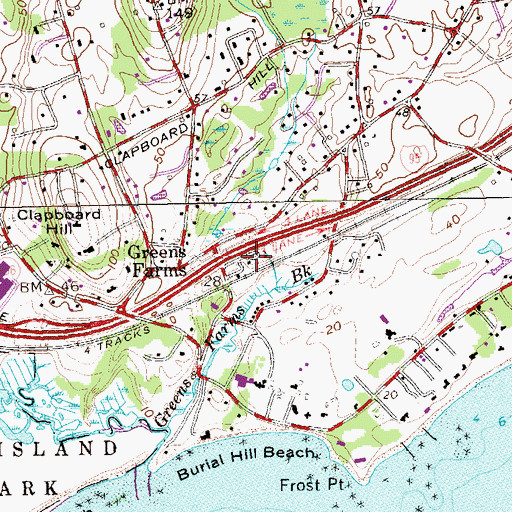 Topographic Map of Green Farms Post Office, CT