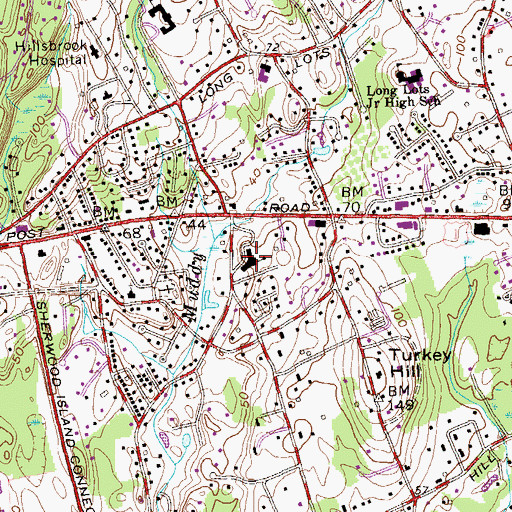 Topographic Map of Greens Farms School, CT