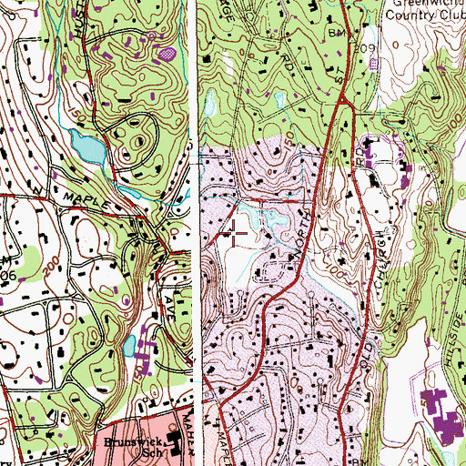 Topographic Map of Greenwich Academy, CT