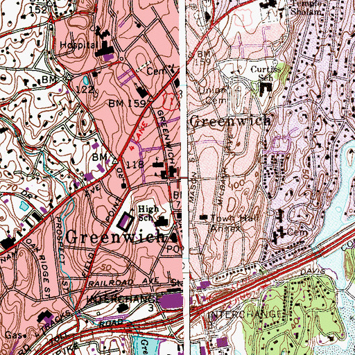 Topographic Map of Greenwich Avenue Historic District, CT