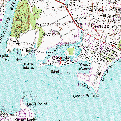 Topographic Map of Hall Island, CT