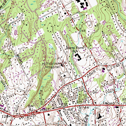 Topographic Map of Hall-Brooke Hospital Professional Library, CT