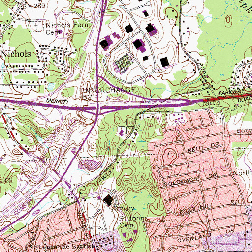 Topographic Map of Hawley Lane Shopping Center, CT