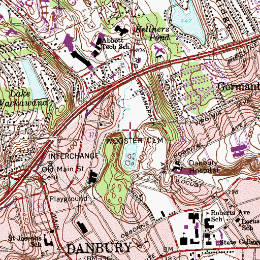 Topographic Map of Hayestown Avenue School, CT