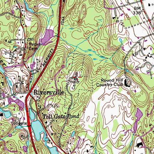 Topographic Map of Hebrew Cemetery, CT