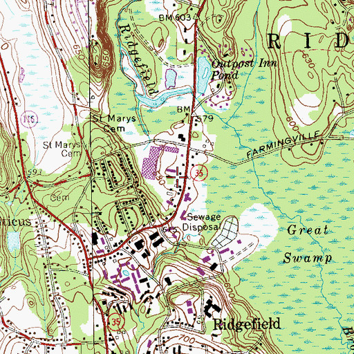 Topographic Map of Heritage Square Shopping Center, CT