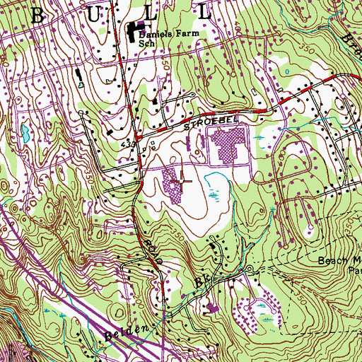 Topographic Map of Hillcrest Middle School, CT