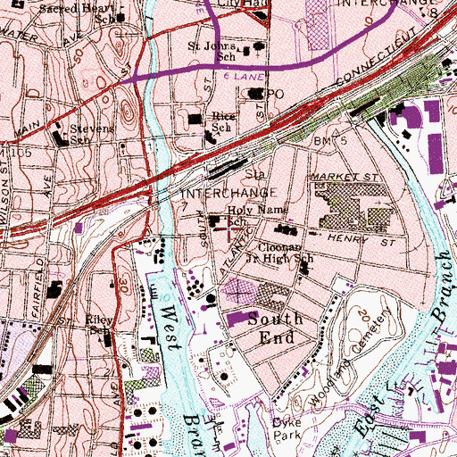 Topographic Map of Holy Name of Jesus Church, CT