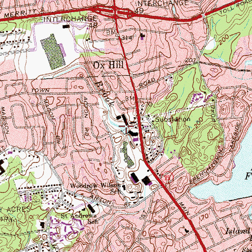 Topographic Map of Horse Tavern Reservoir, CT