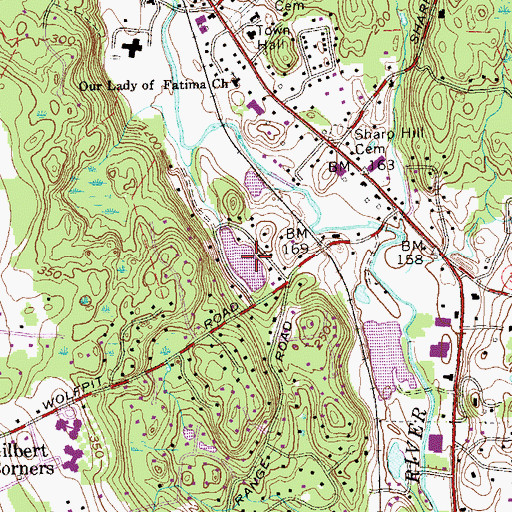 Topographic Map of Horseshoe Park, CT