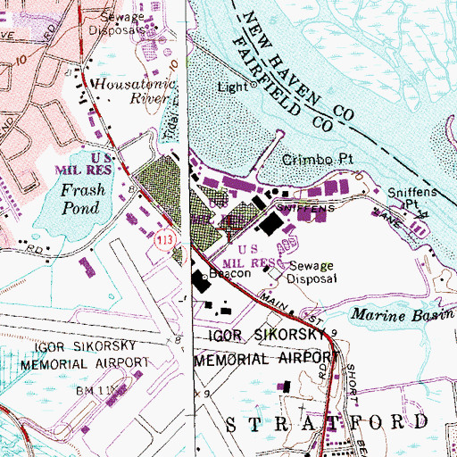 Topographic Map of Housatonic Boat Club, CT
