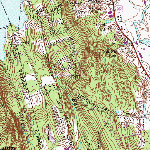 Topographic Map of Huckleberry Hill, CT