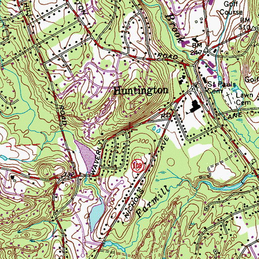 Topographic Map of Huntington Historical Society Building, CT