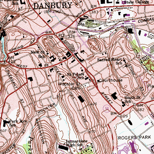 Topographic Map of Immaculate Heart Church, CT