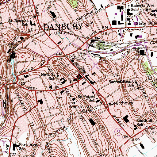Topographic Map of Immanuel Lutheran Church, CT