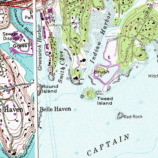 Topographic Map of Indian Harbor Point, CT