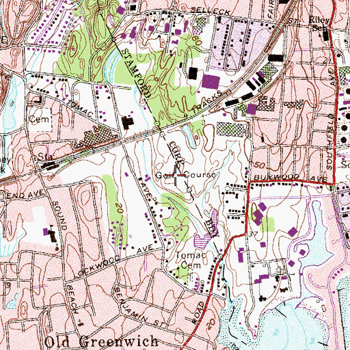 Topographic Map of Innis Arden Golf Club, CT