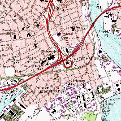 Topographic Map of Interchange 1, CT
