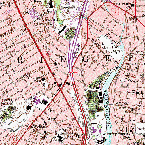 Topographic Map of Interchange 3, CT