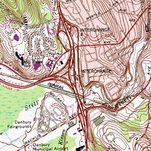 Topographic Map of Interchange 3, CT