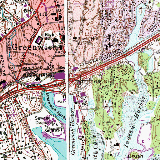 Topographic Map of Interchange 3, CT