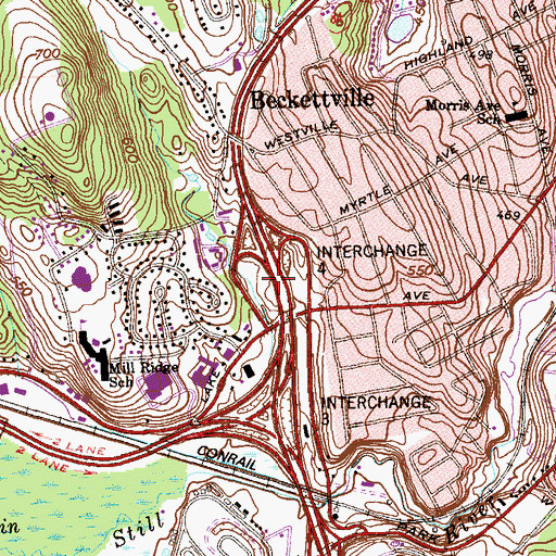 Topographic Map of Interchange 4, CT