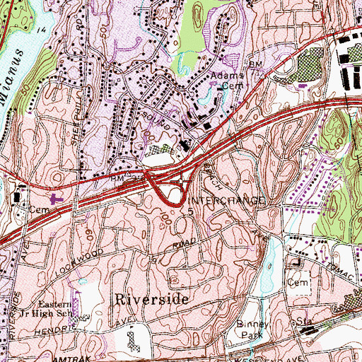 Topographic Map of Interchange 5, CT