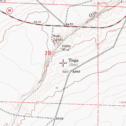 Topographic Map of Tioga, CO