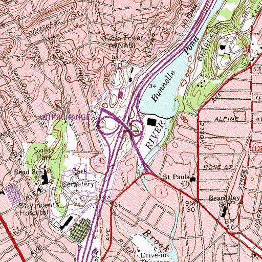 Topographic Map of Interchange 5, CT