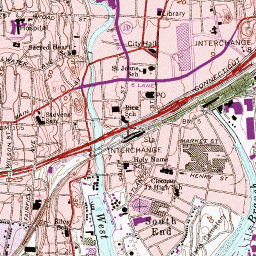 Topographic Map of Interchange 7, CT