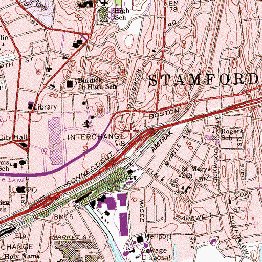 Topographic Map of Interchange 8, CT