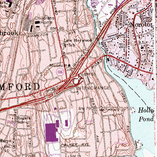 Topographic Map of Interchange 9, CT