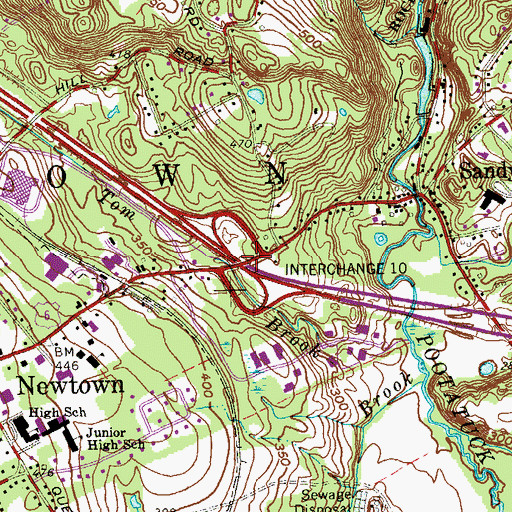 Topographic Map of Interchange 10, CT