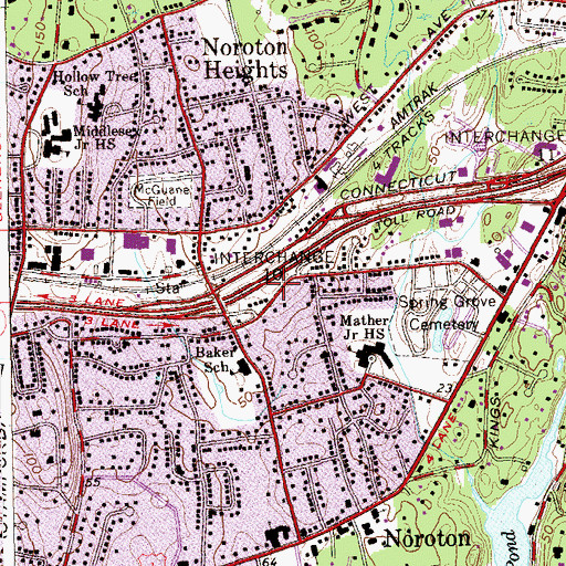 Topographic Map of Interchange 10, CT
