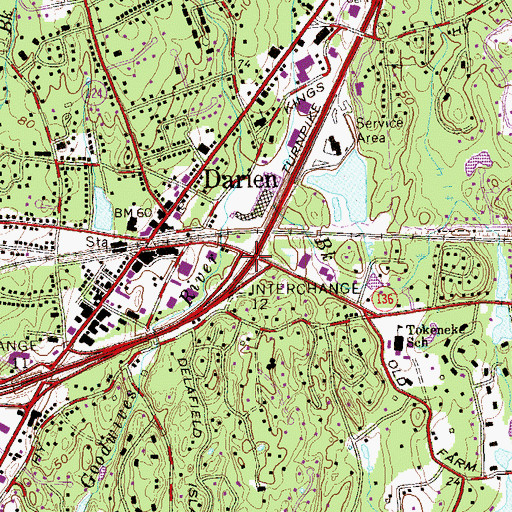 Topographic Map of Interchange 12, CT