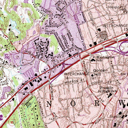 Topographic Map of Interchange 14, CT