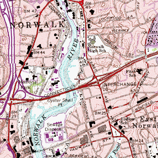 Topographic Map of Interchange 16, CT