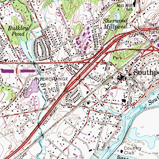 Topographic Map of Interchange 19, CT