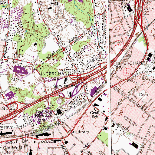 Topographic Map of Interchange 22, CT