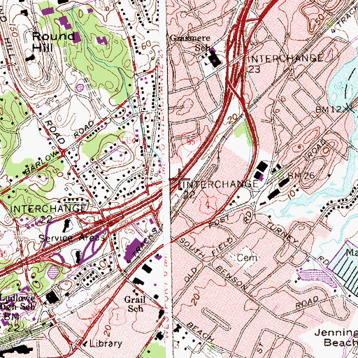 Topographic Map of Interchange 22, CT