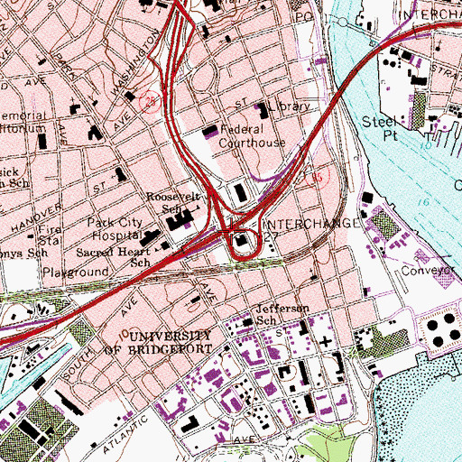 Topographic Map of Interchange 27, CT
